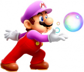 Schiet bubbels af als Bubbel Mario, waarmee je vijanden kan vangen of op lastig bereikbare plekken kan komen door erop te springen.